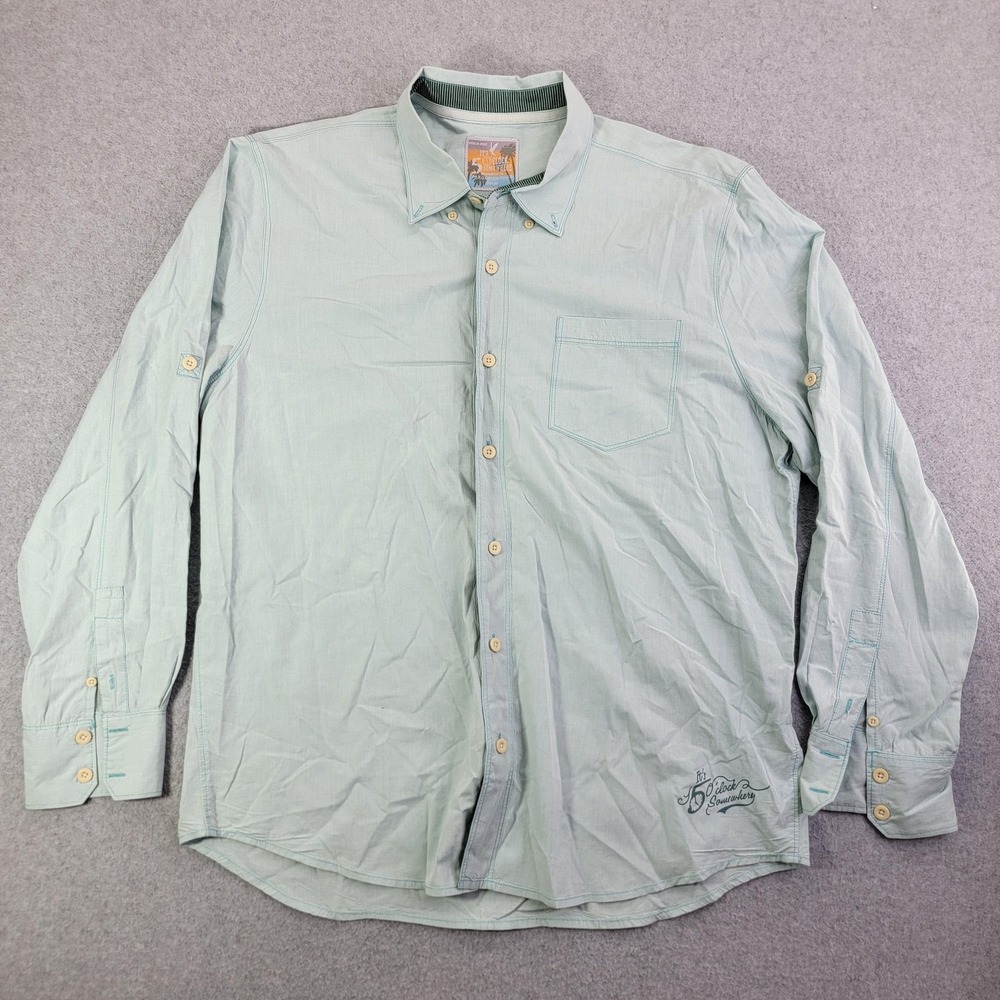 Margaritaville Shirt Mens Large Green Long Sleeve Its 5 OClock Somewhere